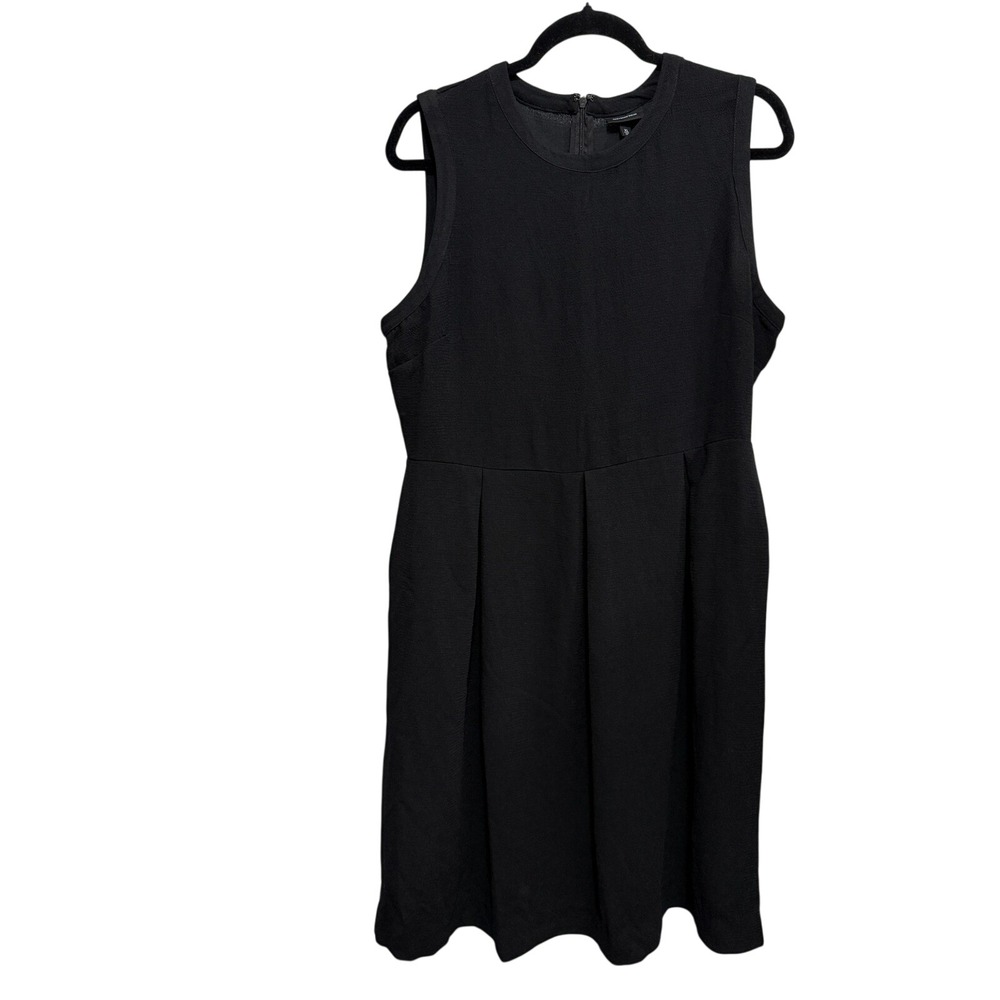 Who What Wear Womens Black Sleeveless Fit and Flare Pleated Skater Dress XL NWT‎